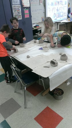 Clay Works in First Grade Art Class