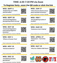 Graphic includes registration links to all webinars. 